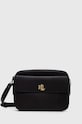 Δερμάτινη τσάντα Lauren Ralph Lauren λείο δέρμα μαύρο 431926645