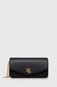Δερμάτινη τσάντα Lauren Ralph Lauren λείο δέρμα μαύρο 431934746