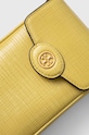 Tory Burch pokrowiec na telefon skórzany Robinson Crosshatched żółty 158824.700