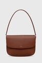 Kožená kabelka A.P.C. sac sarah shoulder usňová koža hnedá PXAWV.F61526.CAD