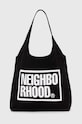 NEIGHBORHOOD borsa a mano in cotone ID Tote Bag-M sovrastampa nero 241MYNH.CG01
