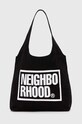 NEIGHBORHOOD borsa a mano in cotone ID Tote Bag-M sovrastampa nero 241MYNH.CG01