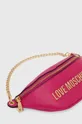 Шкіряна сумка на пояс Love Moschino рожевий