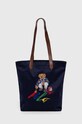 Bavlnená taška Polo Ralph Lauren nášivka tmavomodrá 405931635