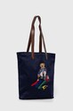 Bavlnená taška Polo Ralph Lauren 405931635 tmavomodrá SS24