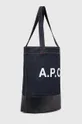 Τσάντα A.P.C. tote axel σκούρο μπλε