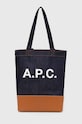 Torba A.P.C. tote axel zrnata koža smeđa CODDP.M61444.IAK