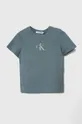 голубой Детская хлопковая футболка Calvin Klein Jeans Для мальчиков