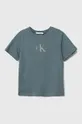 plava Dječja pamučna majica kratkih rukava Calvin Klein Jeans Za dječake