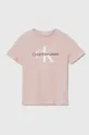 różowy Calvin Klein Jeans t-shirt bawełniany dziecięcy Chłopięcy
