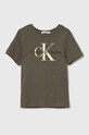 Calvin Klein Jeans t-shirt bawełniany dziecięcy nadruk zielony IU0IU00460.116.PPYH