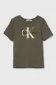 zelená Detské bavlnené tričko Calvin Klein Jeans Chlapčenský