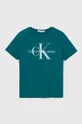 бирюзовый Детская хлопковая футболка Calvin Klein Jeans Для мальчиков