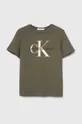зелений Дитяча бавовняна футболка Calvin Klein Jeans Для хлопчиків