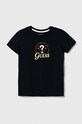 Guess t-shirt bawełniany dziecięcy nadruk granatowy L4RI10.K8HM4.PPYH