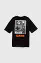 czarny Guess t-shirt bawełniany dziecięcy Chłopięcy