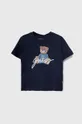 tmavomodrá Detské bavlnené tričko Guess Chlapčenský