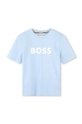 niebieski BOSS t-shirt bawełniany dziecięcy Chłopięcy