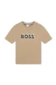 бежевый Детская хлопковая футболка BOSS Для мальчиков