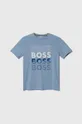 niebieski BOSS t-shirt bawełniany dziecięcy Chłopięcy