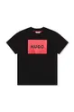 чёрный Детская хлопковая футболка HUGO Для мальчиков