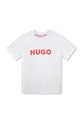 bela Otroška bombažna kratka majica HUGO Fantovski
