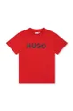 czerwony HUGO t-shirt bawełniany dziecięcy Chłopięcy