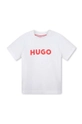 biały HUGO t-shirt bawełniany dziecięcy Chłopięcy