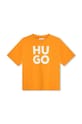 HUGO t-shirt bawełniany dziecięcy nadruk pomarańczowy G00008.162.174