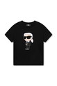 Karl Lagerfeld t-shirt bawełniany dziecięcy nadruk czarny Z30051.162.174