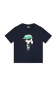 mornarsko modra Otroška bombažna kratka majica Karl Lagerfeld Fantovski