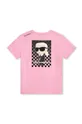 Παιδικό βαμβακερό μπλουζάκι Karl Lagerfeld ροζ