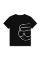 Otroška bombažna kratka majica Karl Lagerfeld črna