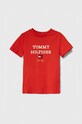 Tommy Hilfiger t-shirt bawełniany dziecięcy nadruk czerwony KB0KB08671.128.176.PPYH