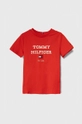 czerwony Tommy Hilfiger t-shirt bawełniany dziecięcy Chłopięcy