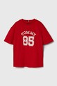 Tommy Hilfiger t-shirt bawełniany dziecięcy nadruk czerwony KB0KB08683.PPYH