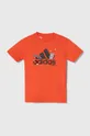 помаранчевий Дитяча бавовняна футболка adidas Для хлопчиків