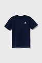 Otroška bombažna kratka majica adidas IY3199 mornarsko modra SS24