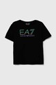 EA7 Emporio Armani t-shirt bawełniany dziecięcy nadruk czarny 3DBT53.BJ02Z