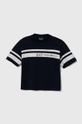 granatowy EA7 Emporio Armani t-shirt bawełniany dziecięcy Chłopięcy