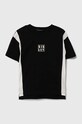 Sisley t-shirt bawełniany dziecięcy nadruk czarny 3096X1044.G.Seasonal