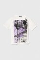 Sisley t-shirt bawełniany dziecięcy nadruk biały 3096X1045.G.Seasonal