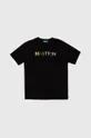 czarny United Colors of Benetton t-shirt bawełniany dziecięcy Chłopięcy