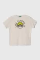 béžová Detské bavlnené tričko United Colors of Benetton Chlapčenský