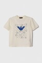 Emporio Armani t-shirt bawełniany dziecięcy nadruk beżowy 3D4TJC.4J5UZ