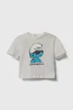 béžová Detské bavlnené tričko Emporio Armani x The Smurfs Chlapčenský