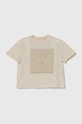 Emporio Armani t-shirt bawełniany niemowlęcy nadruk beżowy 3DHTJR.3J51Z