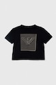 Emporio Armani tricou din bumbac pentru bebelusi print negru 3DHTJR.3J51Z