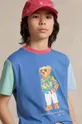 modra Otroška bombažna kratka majica Polo Ralph Lauren Fantovski