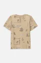 Otroška bombažna kratka majica Coccodrillo bež
